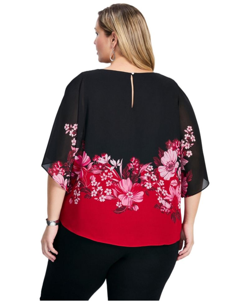 Women's Plus Size Love Story Overlay Blouse