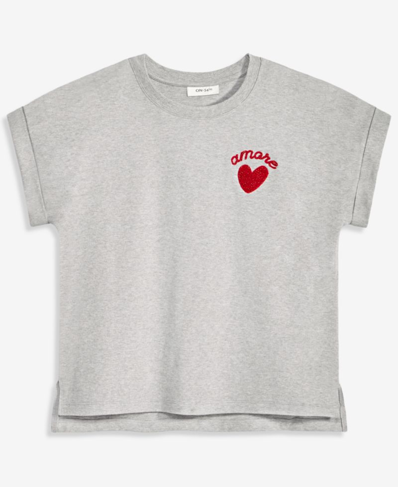 Women's Cuffed Amore Embroidered T-Shirt