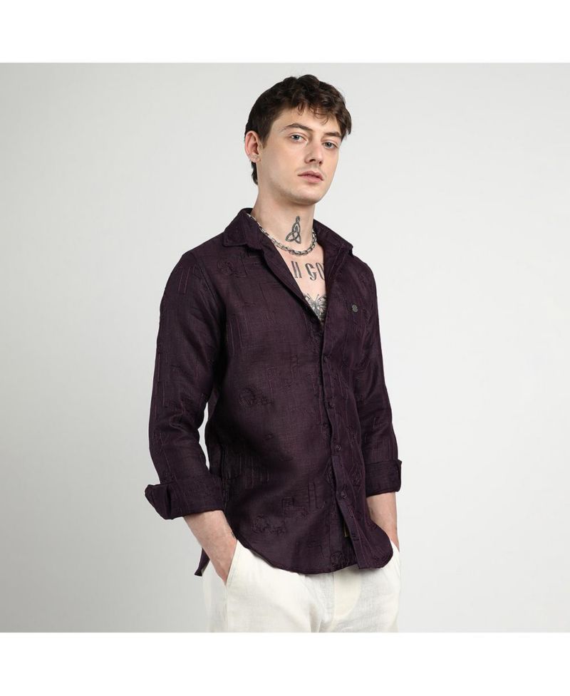 Men's Embroidered One-Lined Shirt