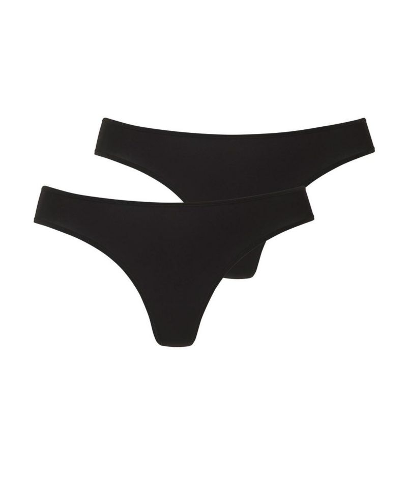 Women's 2-Pack Basic Thongs Low-Rise Minimal-Coverage Thong Underwear