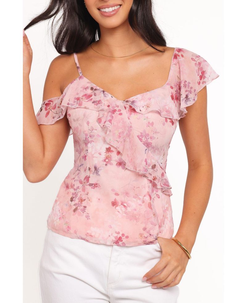 Women's Xandra Short-Sleeve Square-Neck Chiffon Blouse