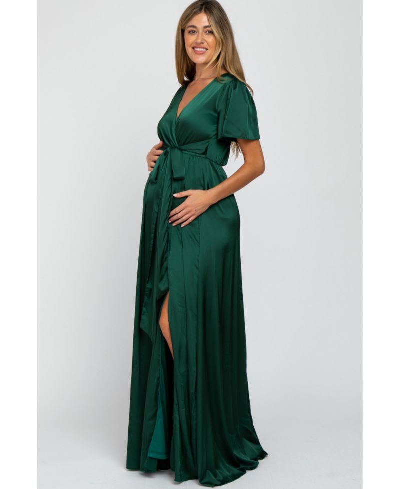 Women's Side Slit Satin Maxi Dress