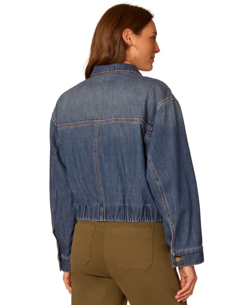 Women's Petite Denim Bubble-Hem Jacket