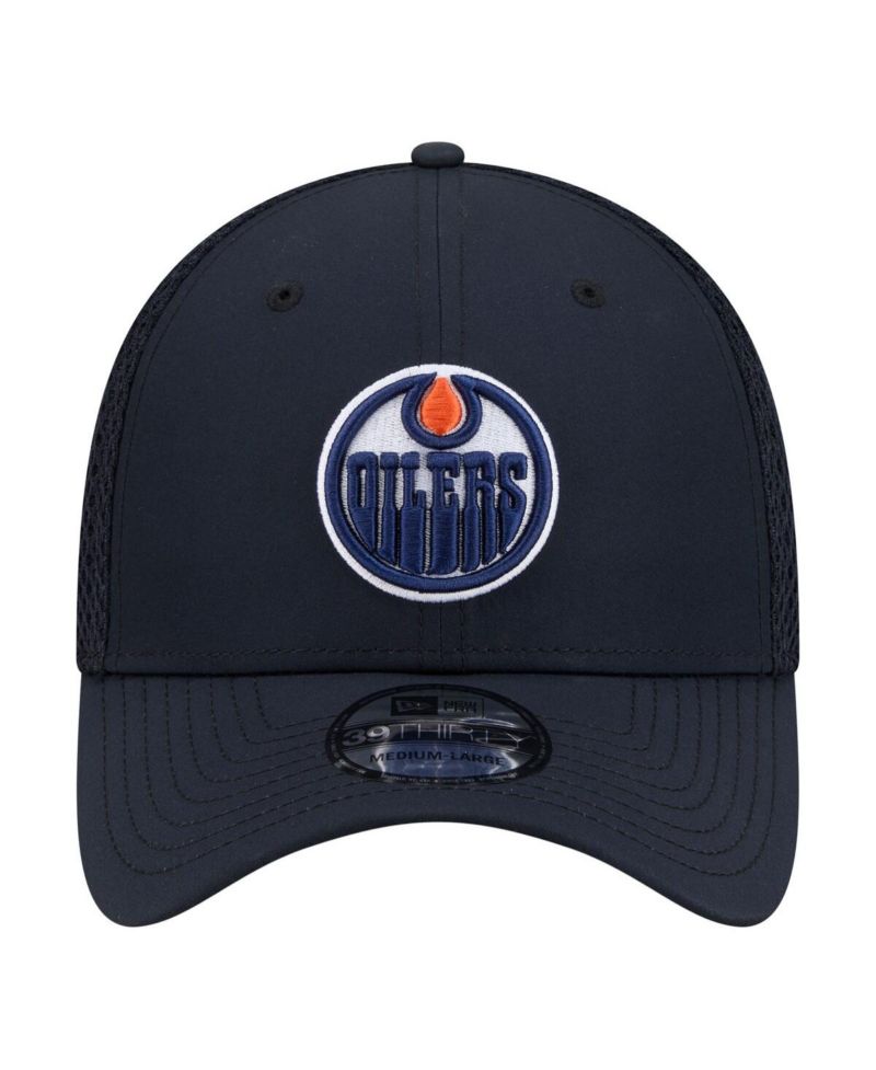 Men's Navy Edmonton Oilers Logo 39THIRTY Flex Hat