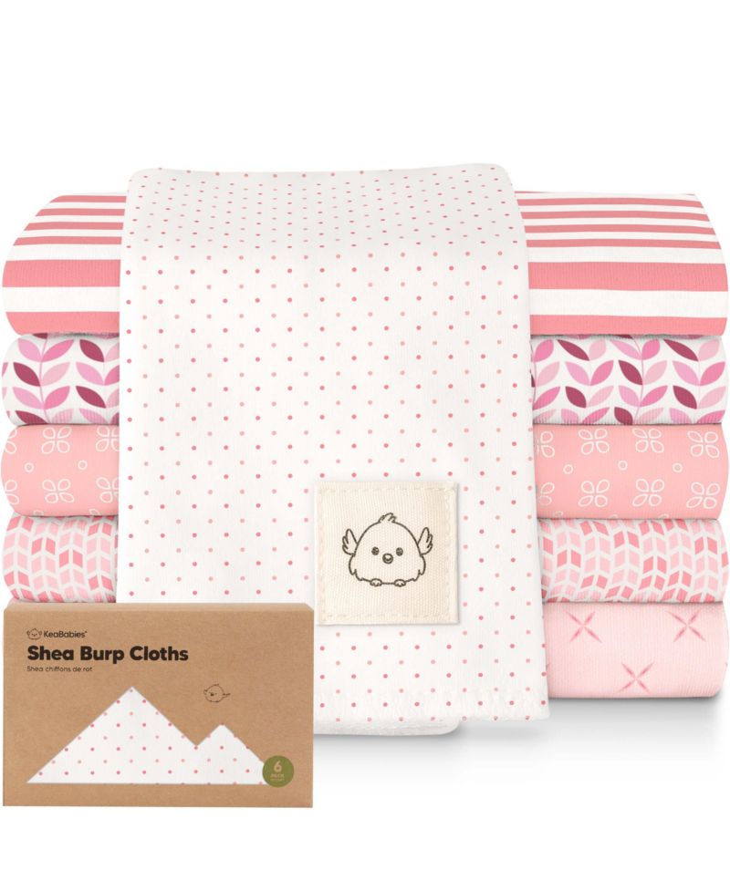 6pk Shea Baby Burp Cloths for Baby Boys and Girls, Burping Cloths for Babies, Newborn