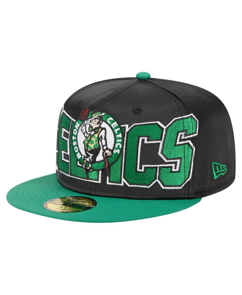 Men's Black/Kelly Green Boston Celtics Satin Two-Tone 59FIFTY Fitted Hat