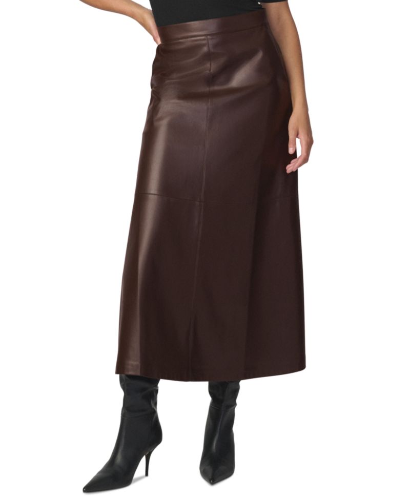 Women's Tavi High-Waisted Faux-Leather Midi Skirt
