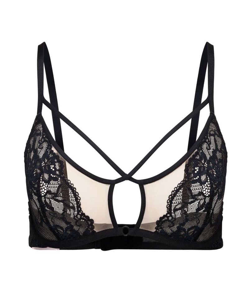Saveria Unlined Plunge Strappy Lace Bra