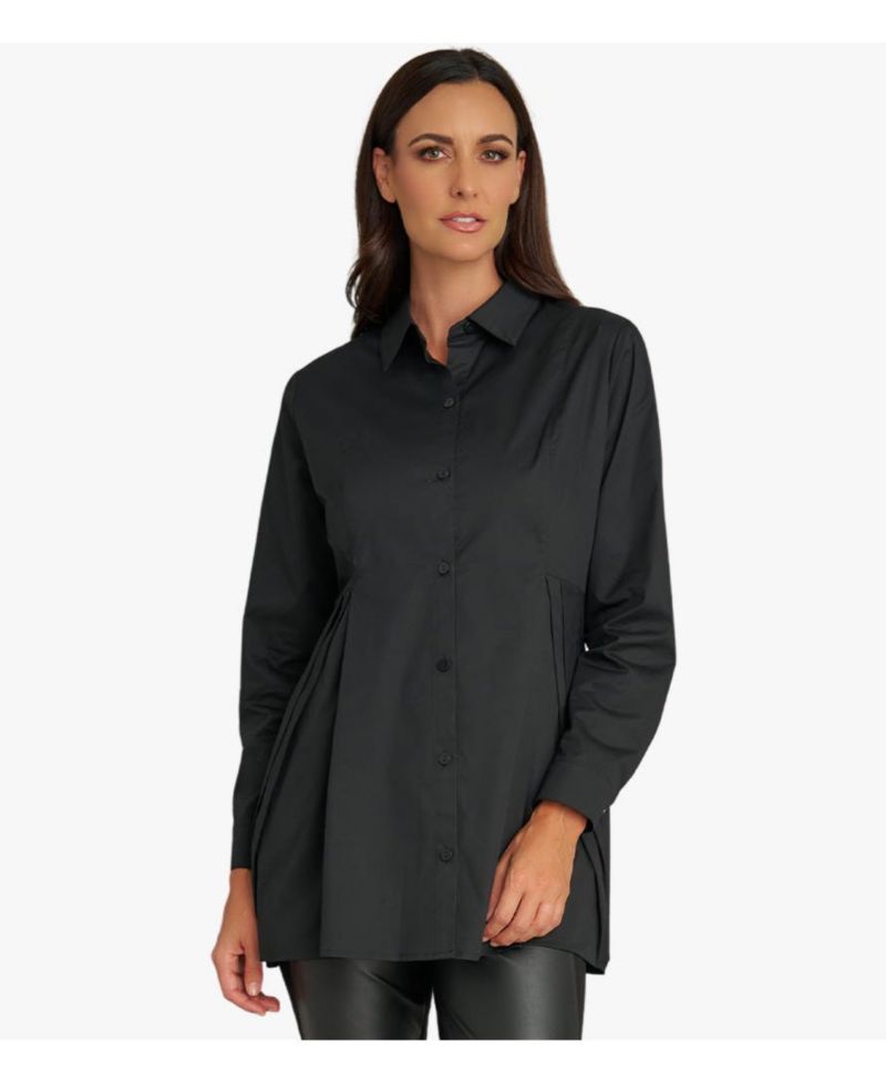 Women's Long Sleeves Cotton Poplin Diagonal Tuck Way Ahead Tunic