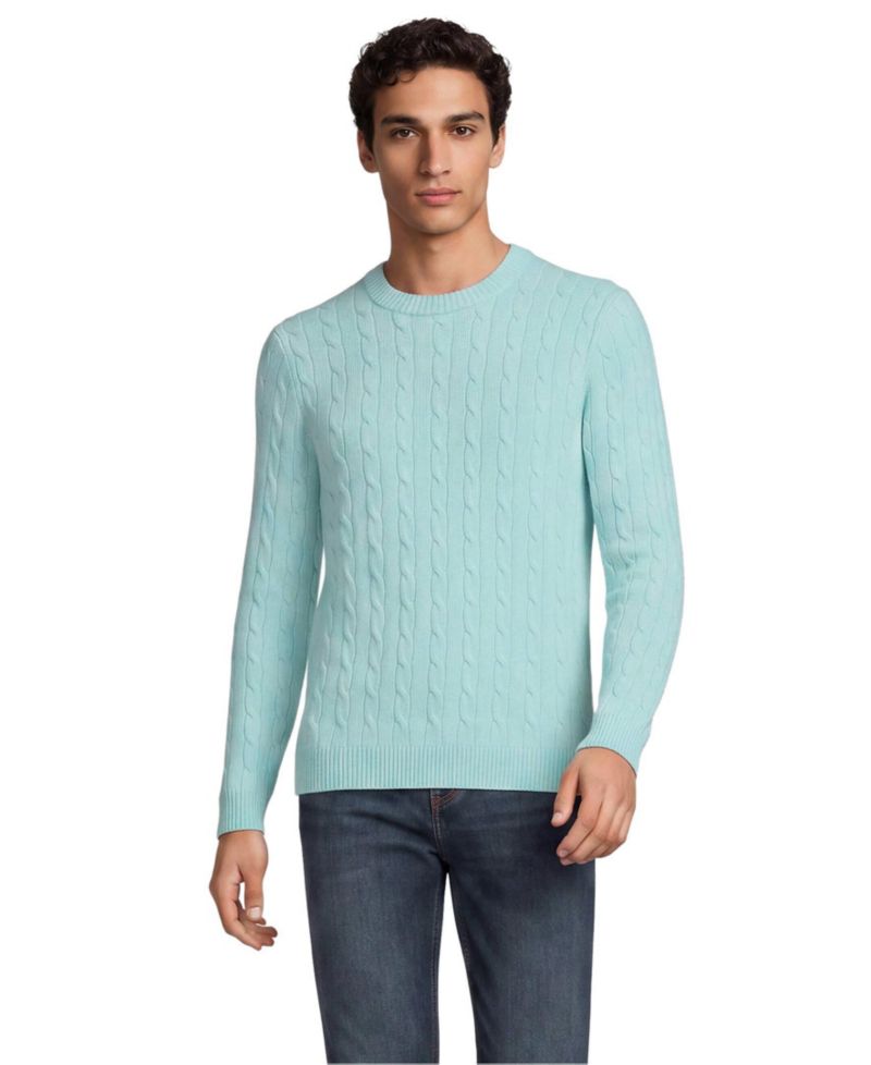 Men's Long Sleeve Cashtouch Cable Crewneck Sweater