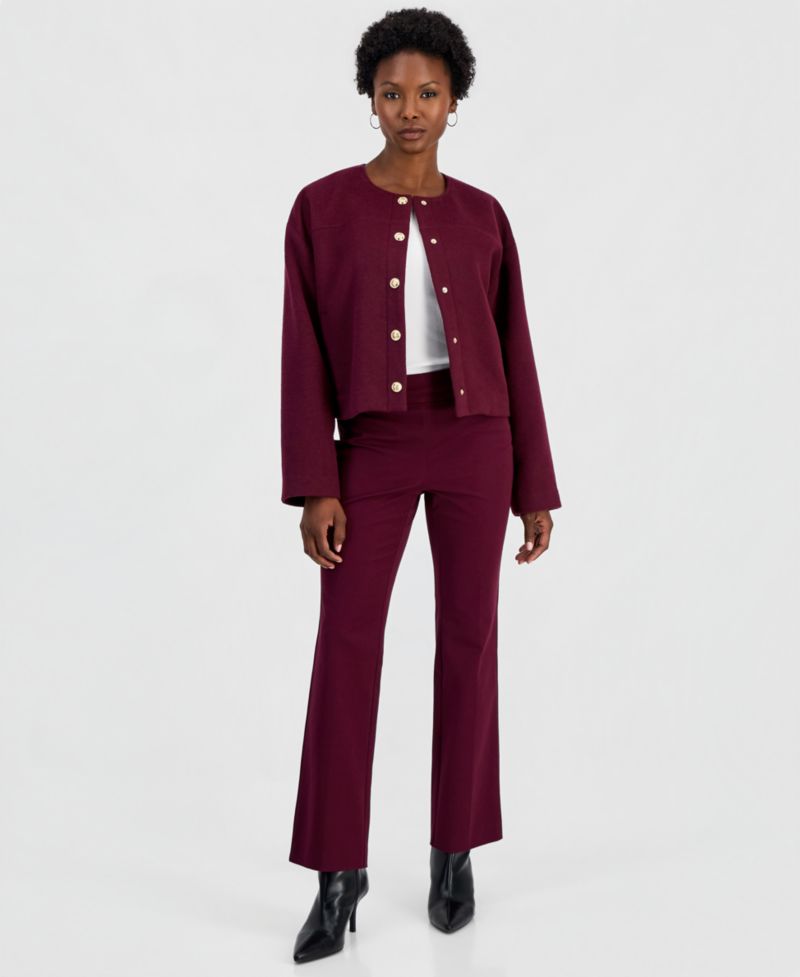 Petite Poly-Wool Blend Snap-Front Jacket
