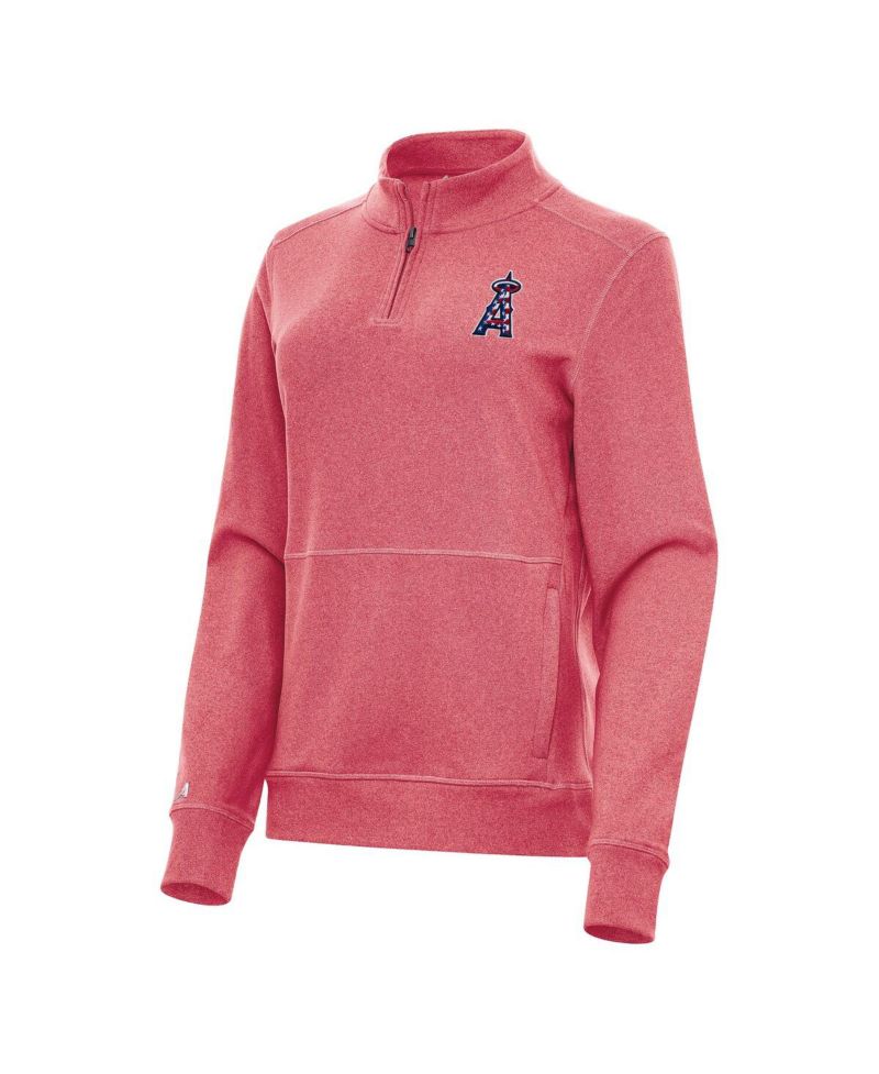 Women's Heather Red Los Angeles Angels Crush Stars and Stripes Team Logo Quarter-Zip Pullover Top