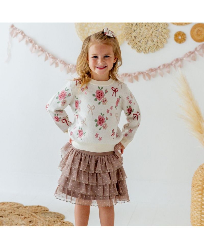 Big Girls Coquette Rose Sweater