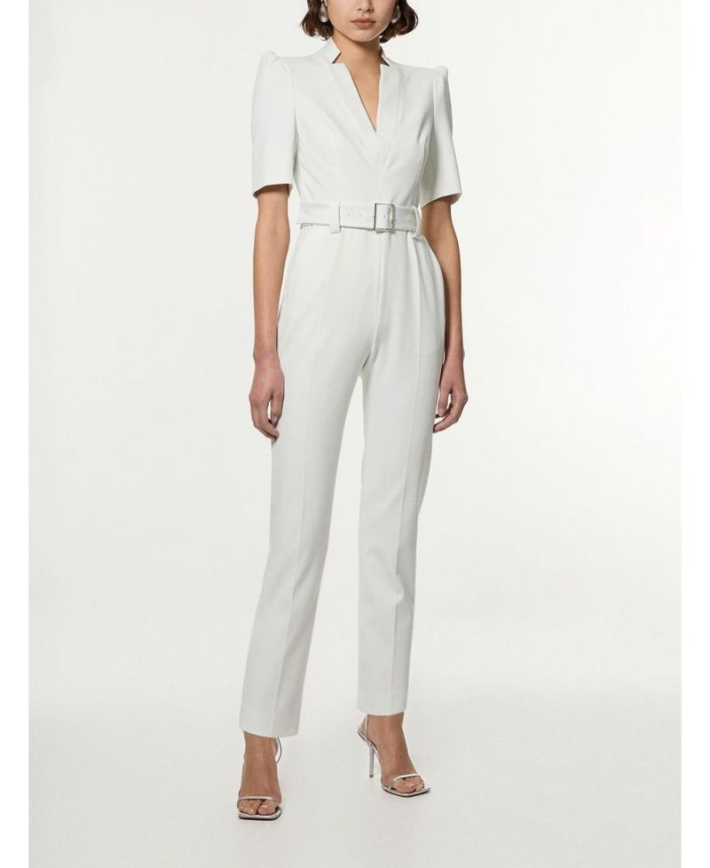 Women's Crepe Belted Jumpsuit