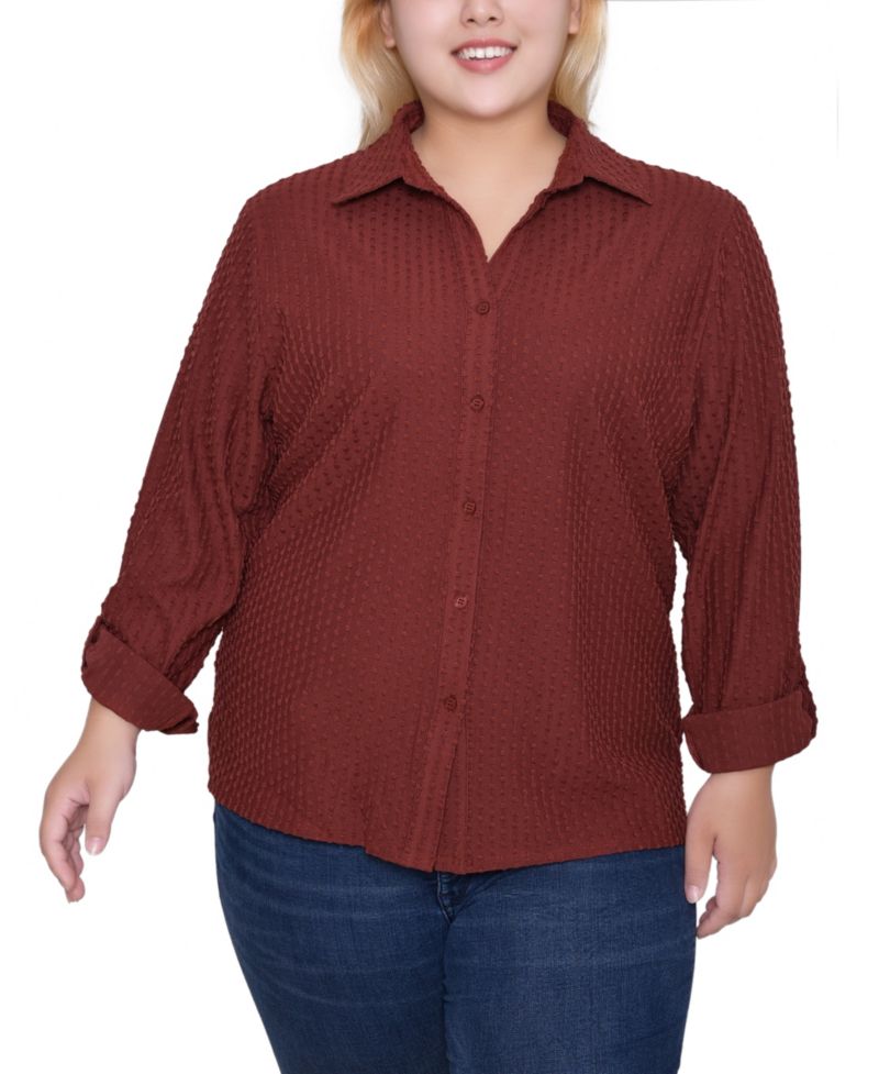 Women's Plus Size Long Sleeve Textured Knit Top