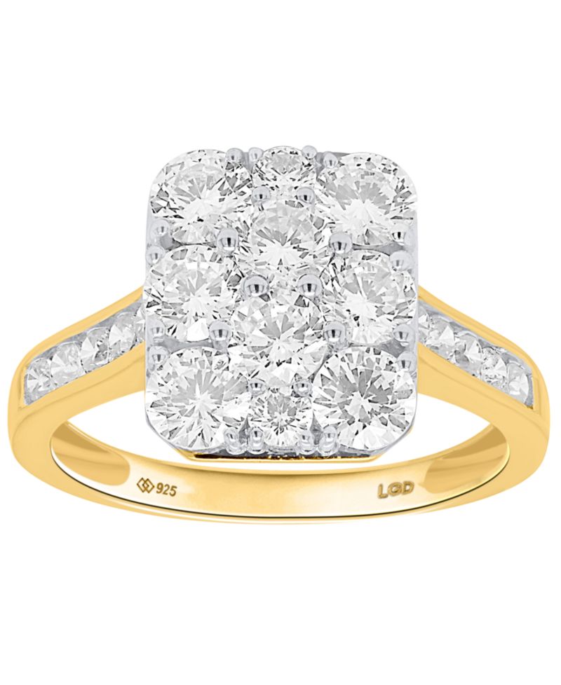 Lab-Grown Diamond Ring (2 ct. t.w.) in Sterling Silver or 14k Gold-Plated Sterling Silver
