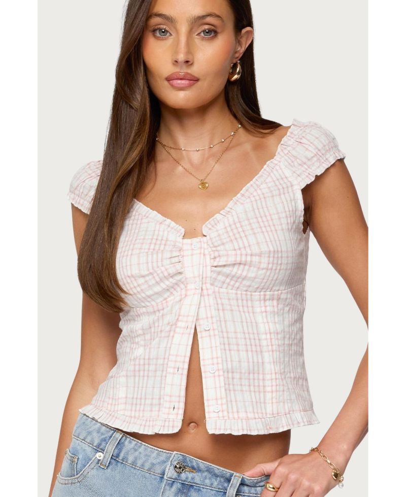 Women's Dolsy Plaid Button Up Top