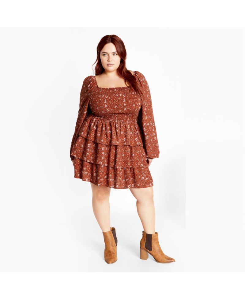 Plus Size Dahlia Print Mini Dress