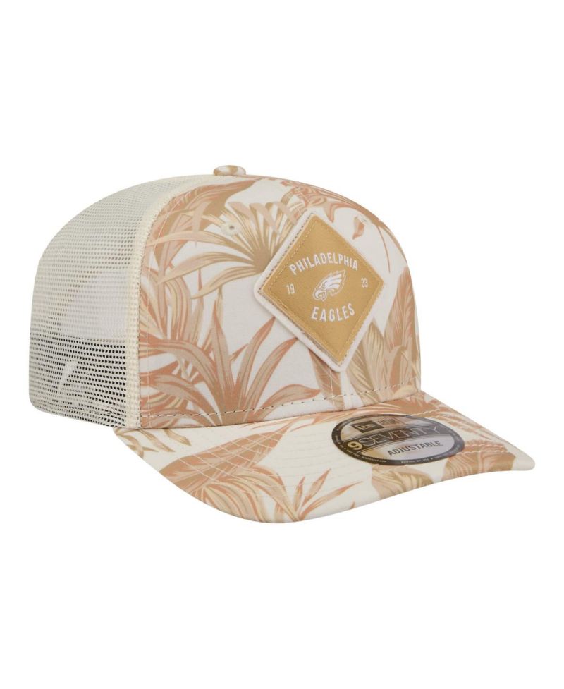 Men's Tan Philadelphia Eagles Tonal Palm COOLERA 9SEVENTY Adjustable Trucker Hat