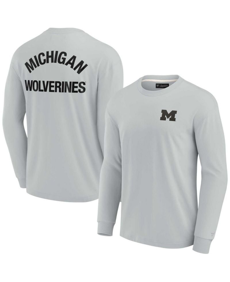 Men's and Women's Gray Michigan Wolverines Super Soft Long Sleeve T-shirt