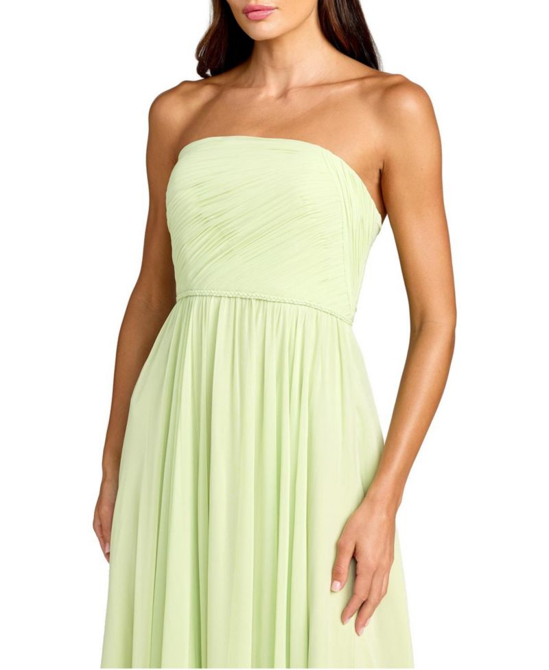 Women's Strapless Chiffon Gown With Braided Belt