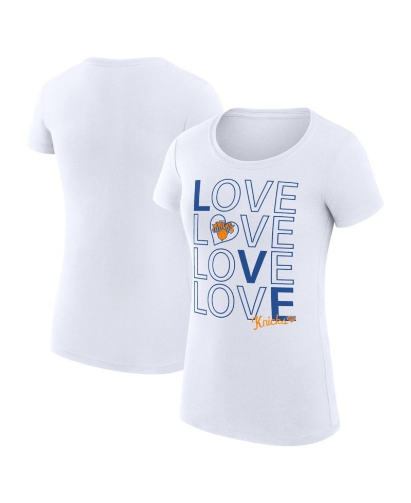 Women's White New York Knicks Super-Slim Fit Lightweight Basketball Love T-Shirt