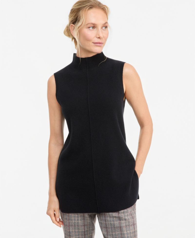 Women's 100% Cashmere Funnel-Neck Sleeveless Sweater