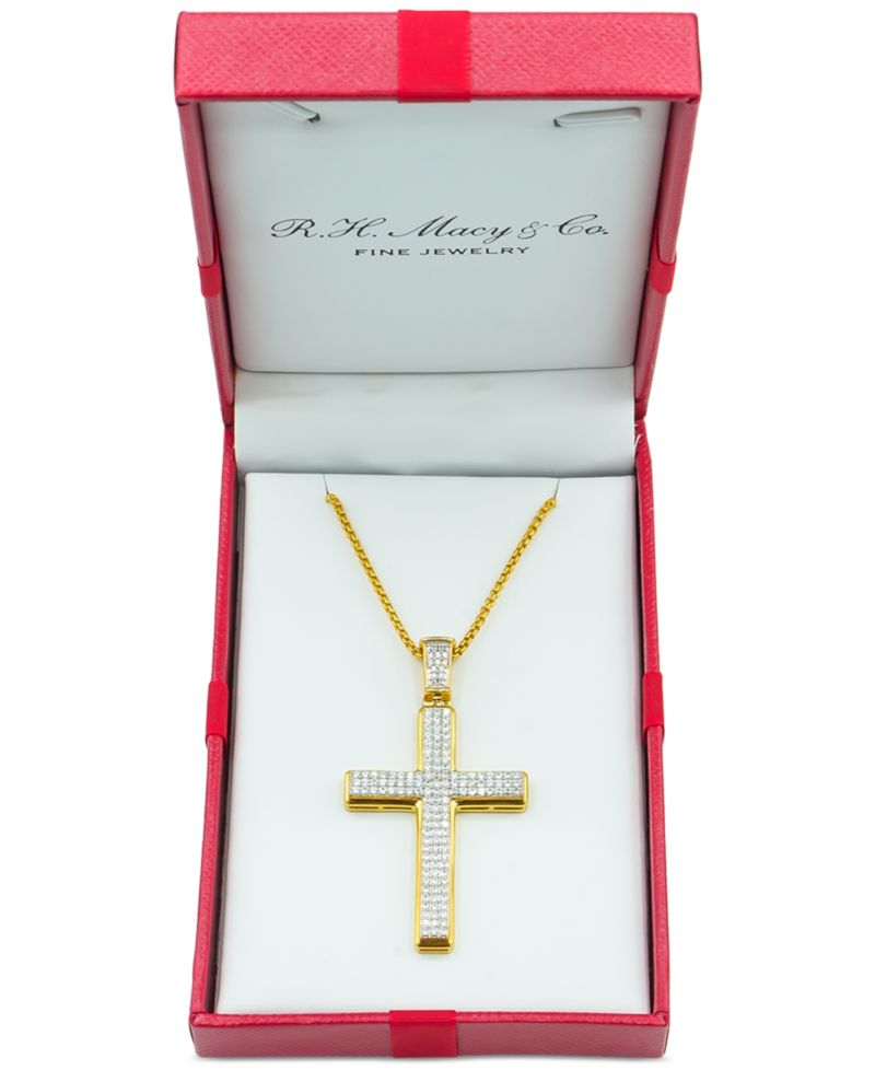 Men's Diamond Cross 22" Pendant Necklace (1 ct. t.w.)