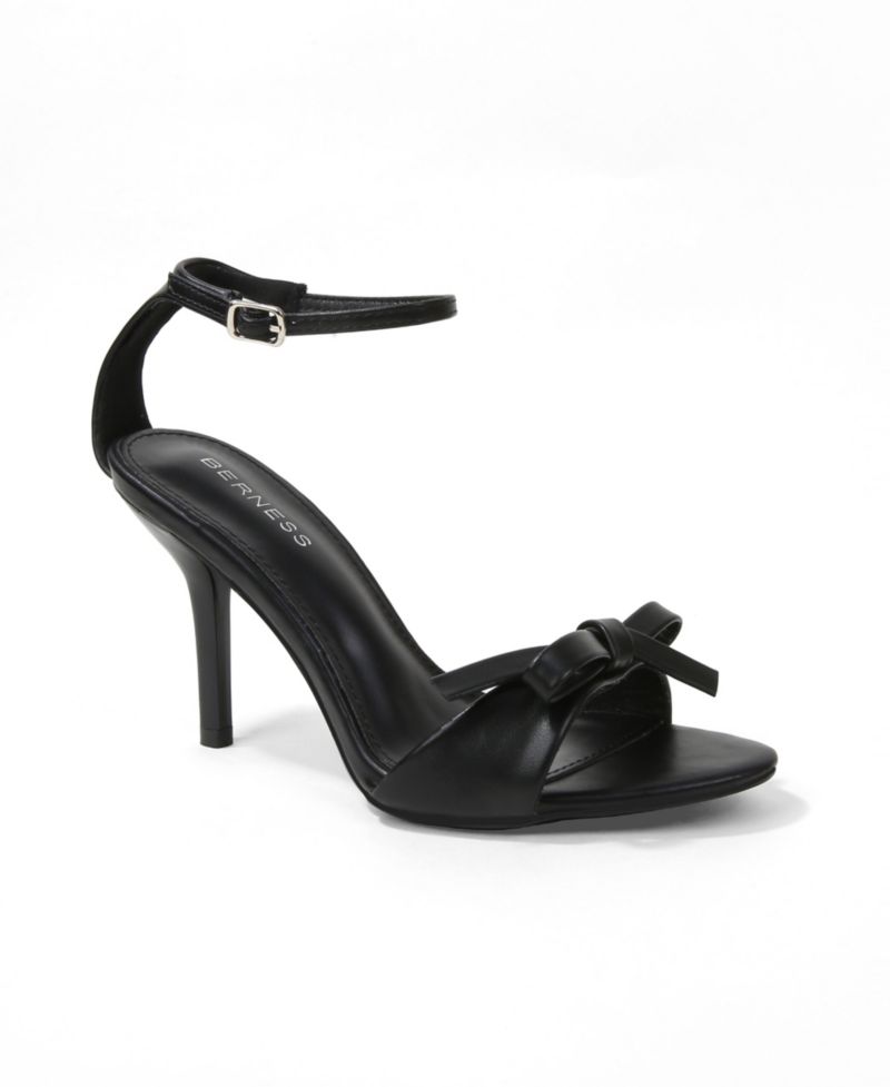 Women's Peach Ankle Strap Stiletto Sandals with Bow Detail