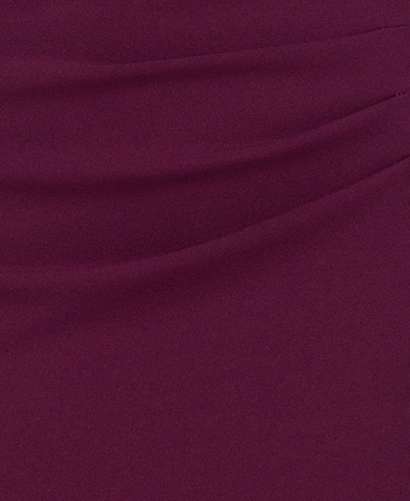 Petite Halter-Strap Ruffled Gown
