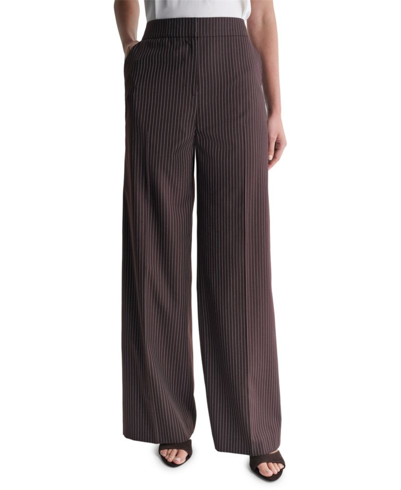 Women's Pinstripe High-Waist Wide-Leg Pants
