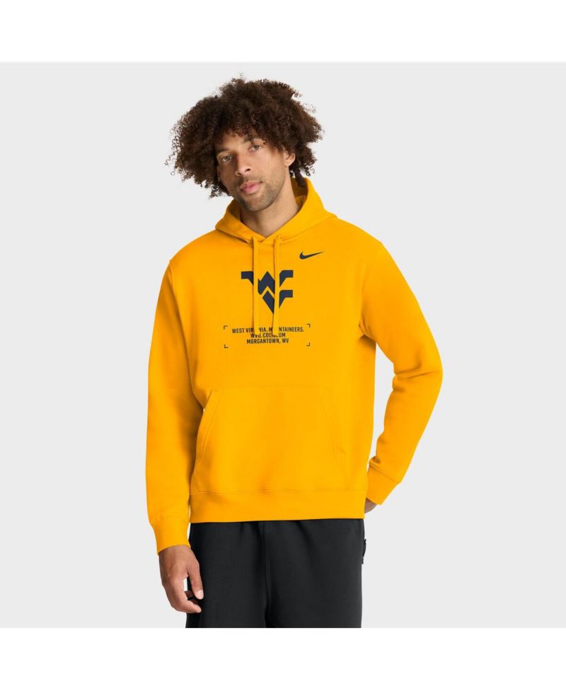 Men's Gold West Virginia Mountaineers Basketball Two-Hit Club Fleece Pullover Hoodie