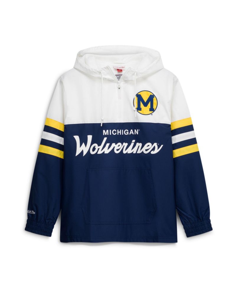 Men's Navy Michigan Wolverines Head Coach Lightweight Anorak Half-Zip Windbreaker