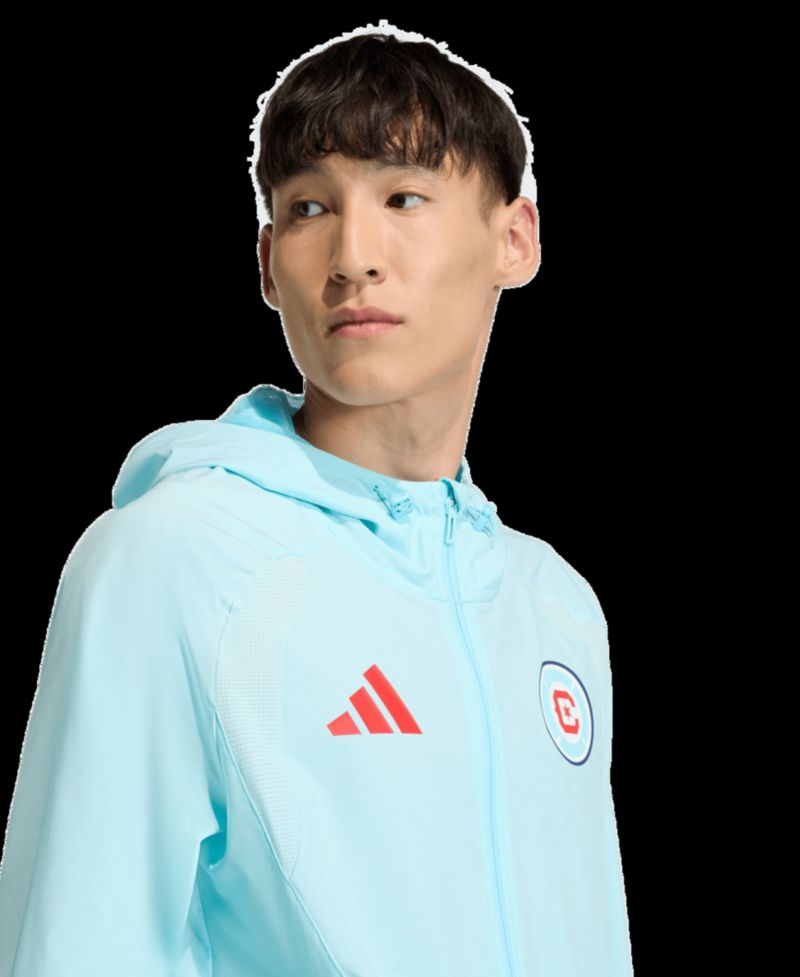 Men's Light Blue Chicago Fire Tiro Travel Full-Zip Hooded Windbreaker Jacket