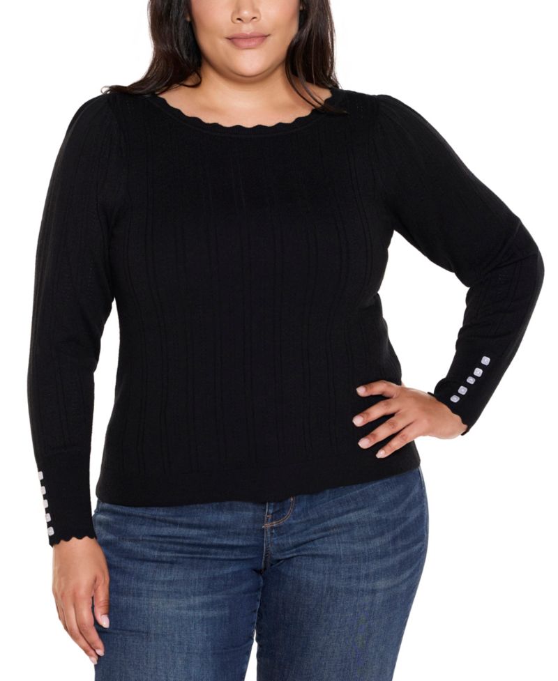 Women's Scalloped-Trim Boat Neck Sweater