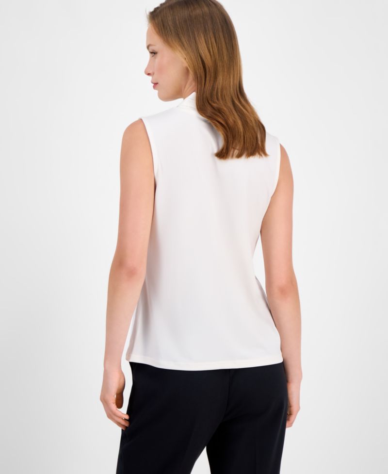 Petite Pleated V-Neck Top