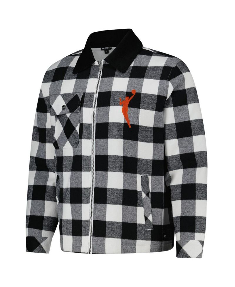Men's and Women's Black/White WNBA Gear Flannel Full-Zip Shacket