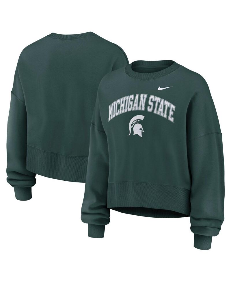 Women's Green Michigan State Spartans Oversized Phoenix Arch Pullover Sweatshirt