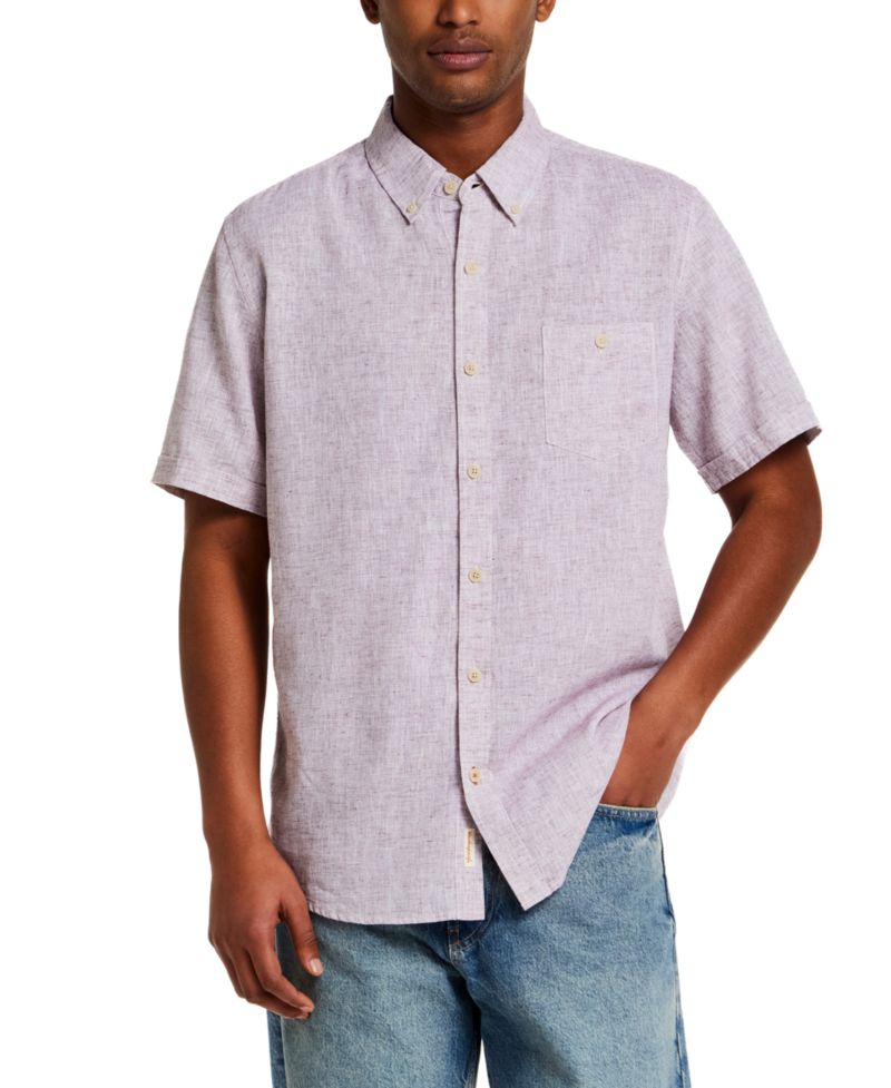 Men's Solid Short-Sleeve Button-Down Shirt