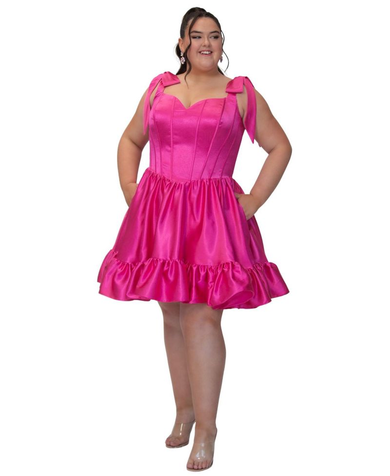 Plus Size Playful Corset Satin Ruffle Dress