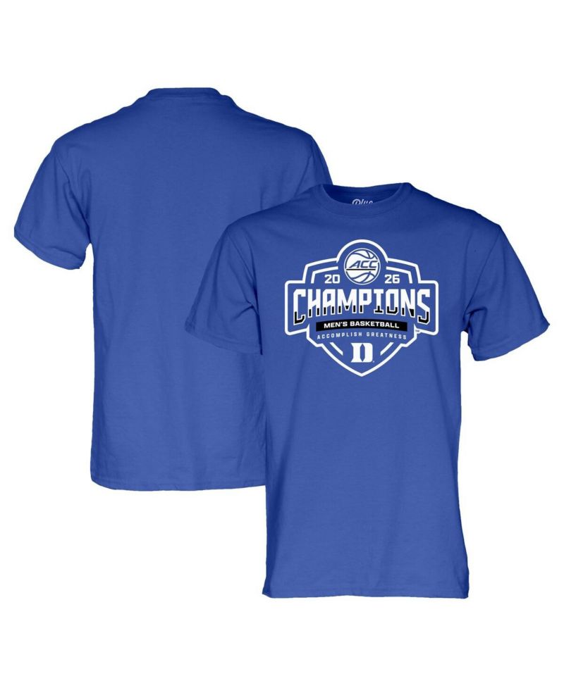 Men's and Women's Royal Duke Blue Devils 2026 ACC Men's Basketball Tournament Champions Locker Room T-Shirt