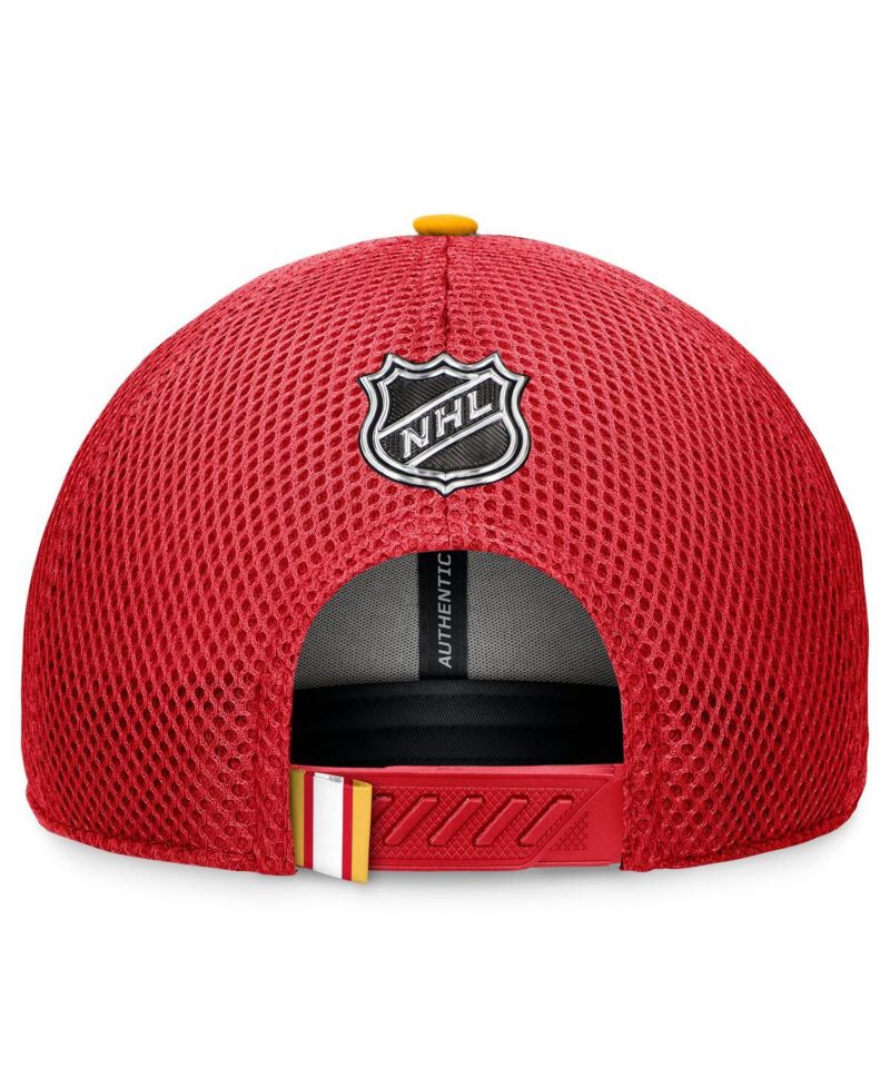 Men's Red Calgary Flames 2024 NHL Draft on Stage Trucker Adjustable Hat