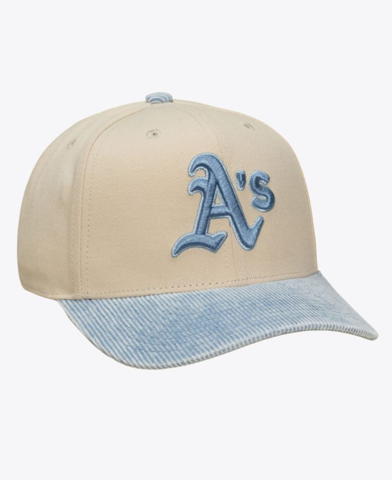 Men's Cream/Light Blue Athletics Washed Corduroy Pro Crown Snapback Hat