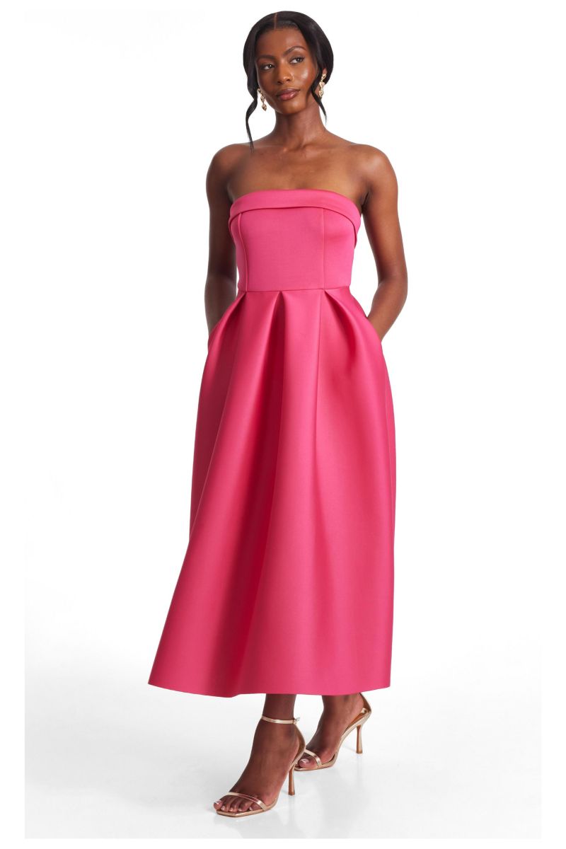 Women's Scuba Crepe Bandeau Skater Dress