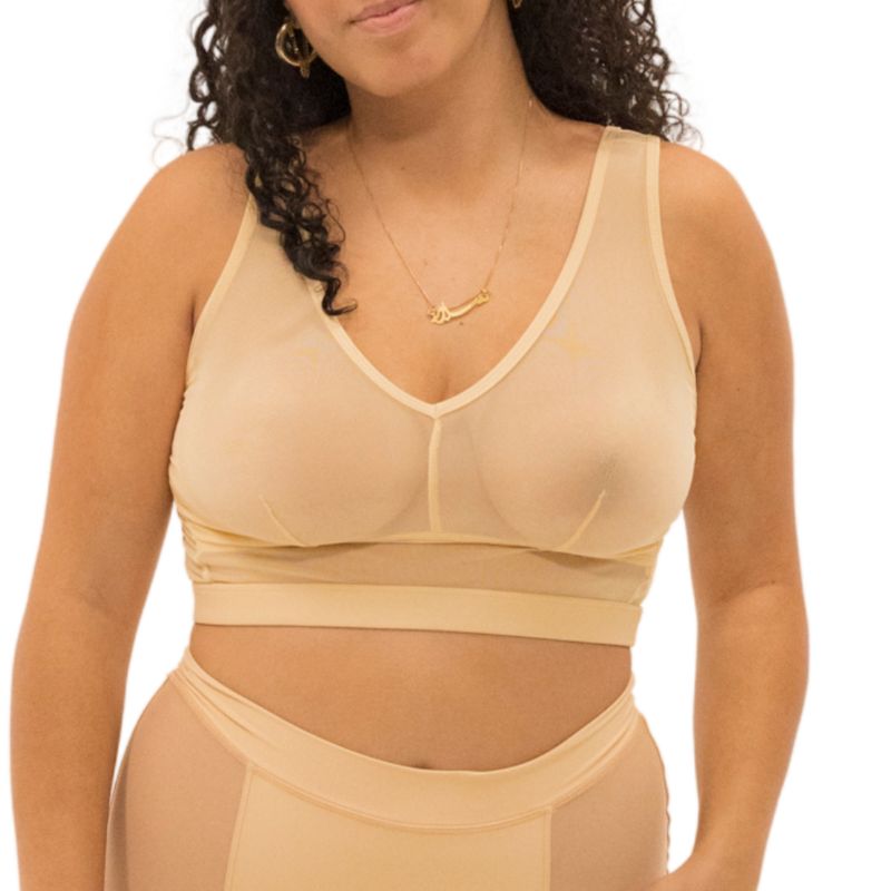 Plus Size Nude Shade Wireless Comfort Mesh Tank Bra