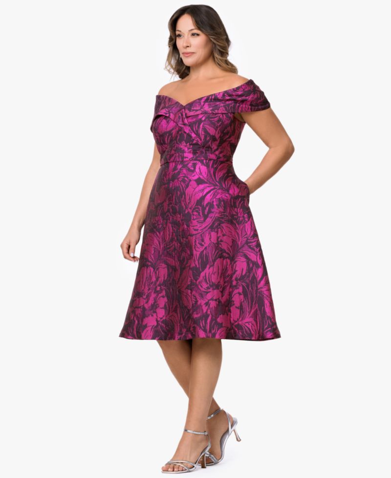 Plus Size Off-The-Shoulder Midi Dress