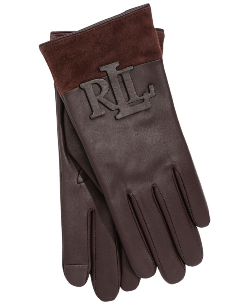 Women's Raised Logo Leather Touch Gloves