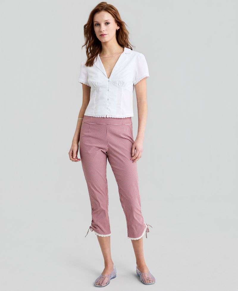 Women's Gingham Capri Pants