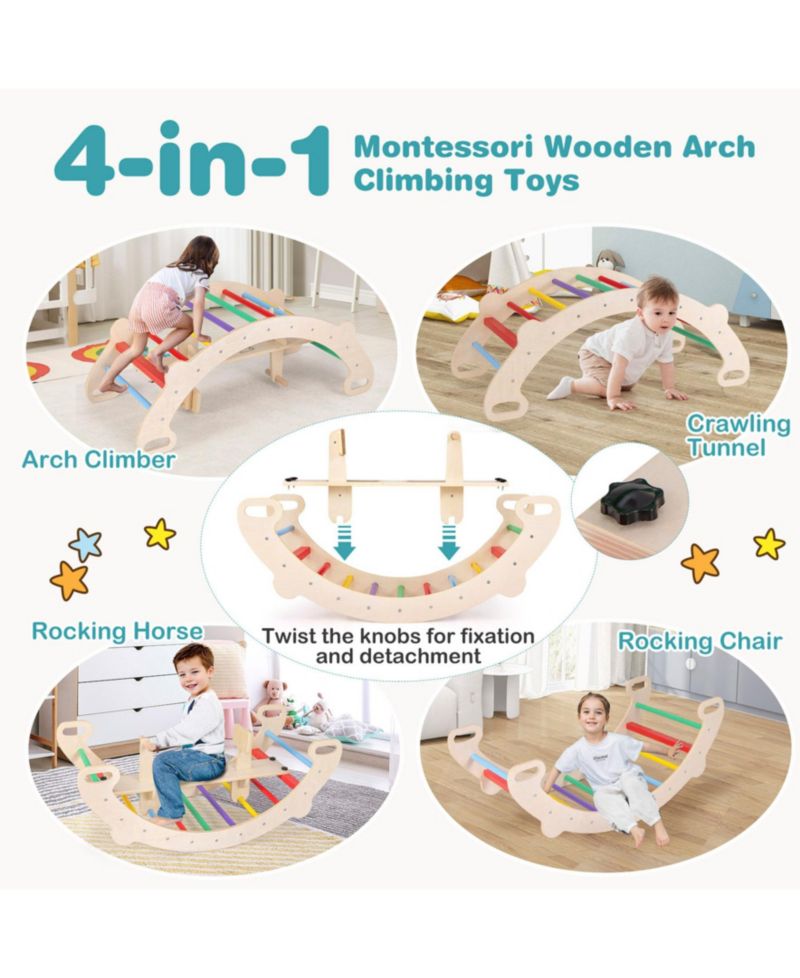 4-in-1 Wooden Climbing Activity Climber