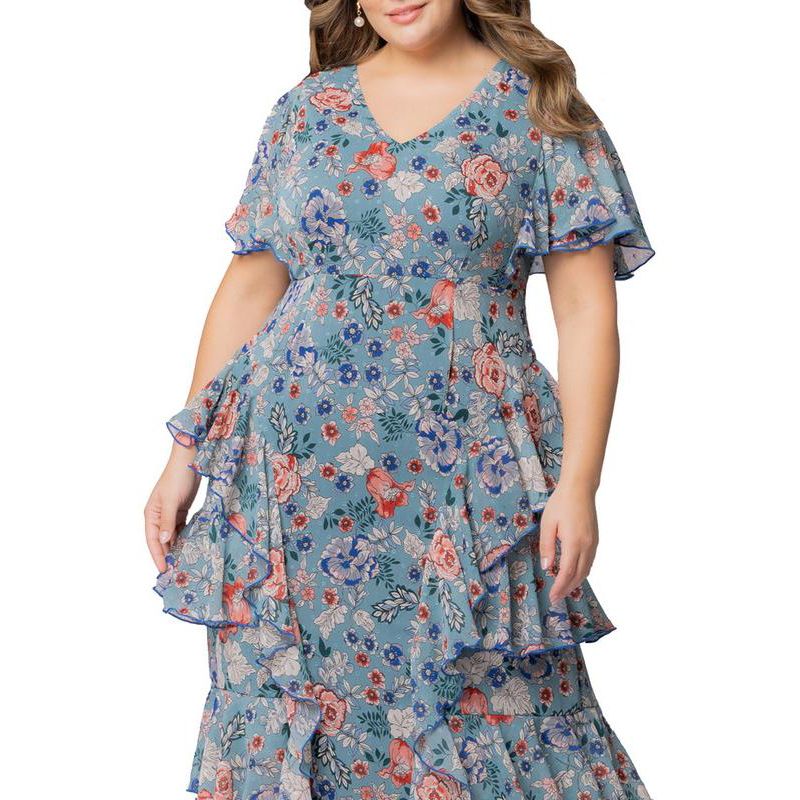 Plus Size Tour de Flounce Evening Gown